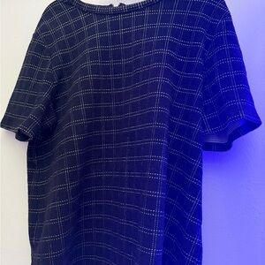 Maeve Anthropologie Grid Print Top – Black & White Boxy Blouse XL